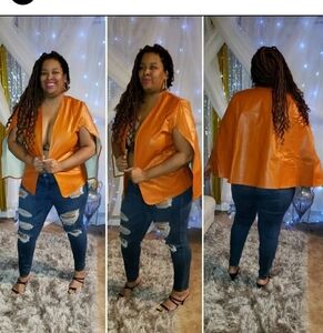 Vibrant Orange Cape Blazer